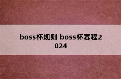 boss杯规则 boss杯赛程2024